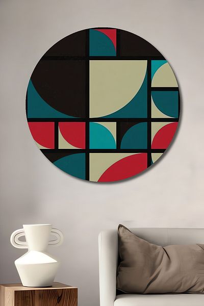 Teona Ahşap Geometric Abstract Decorativ Lemn MDF Rotund Acasă, Locul de Muncă Pictură Perete