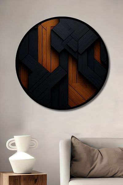Teona Ahşap Modern Geometric Lemn MDF Rotund Decorativ Acasă, Locul de Muncă Pictură Perete