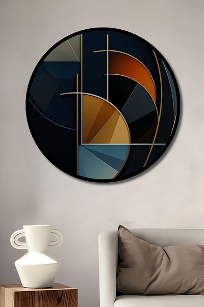 Teona Ahşap Geometric Elegance Decorativ Lemn MDF Rotund Acasă, Locul de Muncă Pictură Perete