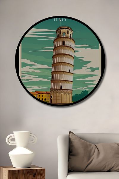 Teona Ahşap Turnul Pisa Italia Decorativ Lemn MDF Casă Rotundă, Pictură Perete Locul de Muncă
