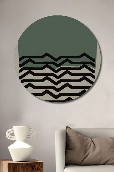 Teona Ahşap Geometric ondulat decorativ din lemn MDF rotund pentru pictura de perete acasă, la locul de muncă
