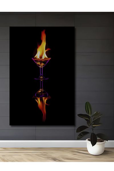 Teona Ahşap Flame Goblet Decorativ Lemn MDF Dreptunghi Acasă, Locul de Muncă Pictură Perete