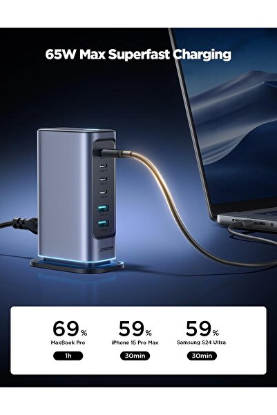 Joyroom JR-TCM02 65W 6 İn 1 Masa Üstü Şarj Adaptörü Ve Standı