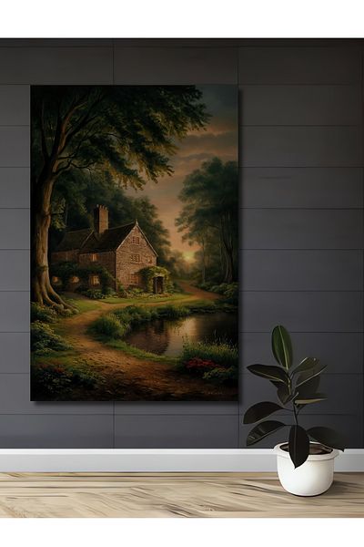 Teona Ahşap Calm Pond Side Lemn MDF Dreptunghi Decorativ Acasa, Locul de Muncă Pictură Perete