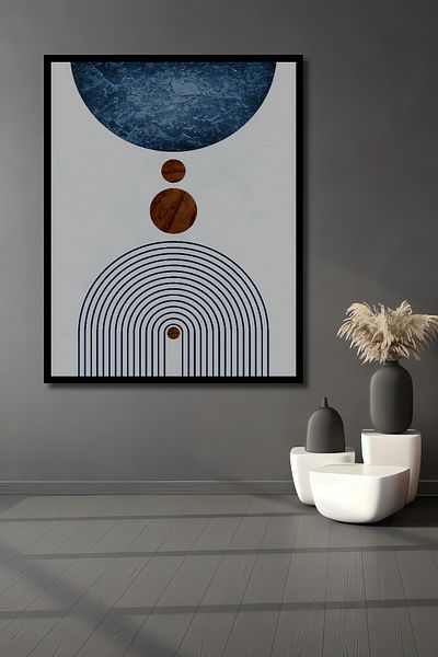 Teona Ahşap Lemn decorativ geometric albastru MDF dreptunghiular pentru pictura de perete acasa, loc de munca