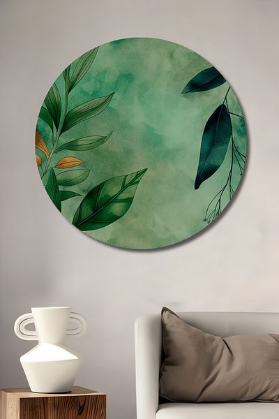 Teona Ahşap Green Nature Decorativ Lemn MDF Casă rotundă, pictură murală la locul de muncă