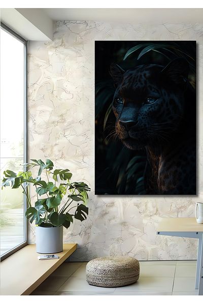 Teona Ahşap Black Panther Lemn MDF Dreptunghi Decorativ Acasă, Locul de Muncă Pictură Perete