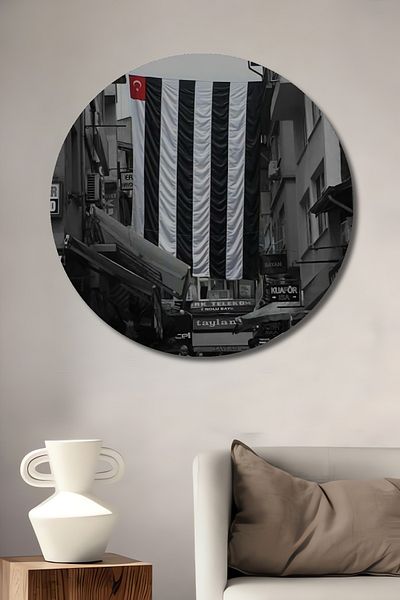 Teona Ahşap Bursa Streets Decorativ Lemn MDF Casă Rotundă, Locul de Muncă Pictură Perete