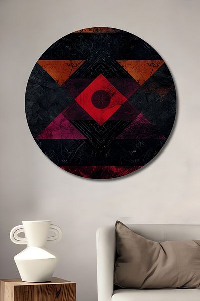 Teona Ahşap Modele geometrice Decorative din lemn MDF rotund pentru casa, locul de munca pictura pe perete