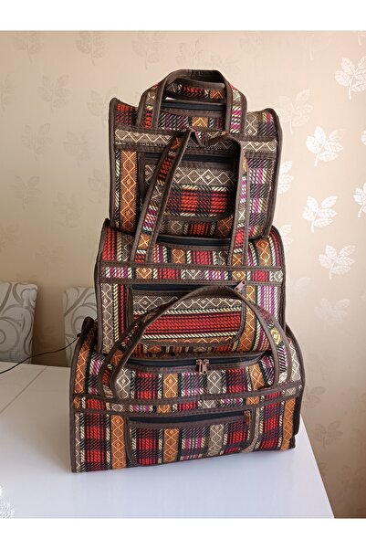 ÇANTADÜNYASI46 Araf Otantik Valiz&bavul Seti, Etnik Desen, Yöresel Çanta
