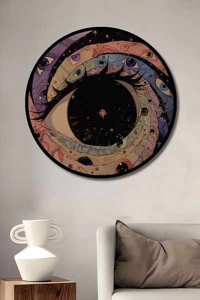 Teona Ahşap Mysterious Universe Eye Wood MDF Rotund Decorativ Acasă, Locul de Muncă Pictură Perete