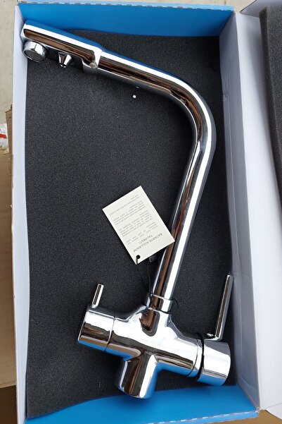 BMS Arıtmalı Üç Girişli Tek Gövde Mutfak Eviye Bataryası 5 Yıl Garantili Musluk Mix Kol 379 Krom