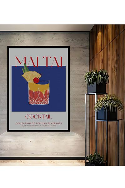 Teona Ahşap Mai Tai Cocktail Decorativ Lemn MDF Dreptunghi Acasă, Locul de Muncă Pictură Murală