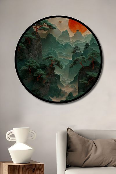 Teona Ahşap Casa rotunda din lemn MDF decorativ cu vedere la natura, pictura pe perete la locul de munca