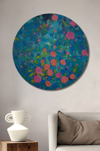 Teona Ahşap Grădina de flori Decorativă din lemn MDF Casă rotundă, pictură murală la locul de muncă