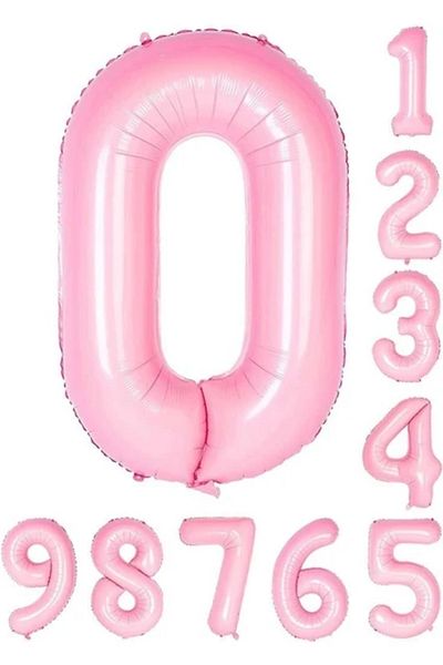 BALON DİYARI Pink Foil Balloon in All Numbers 34 Inch 76-82 cm