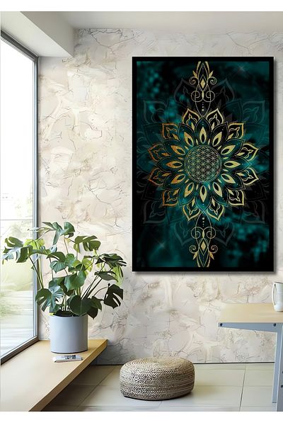 Teona Ahşap Mandala Lemn MDF Dreptunghi Decorativ Acasa, Locul de Afaceri Pictura Perete