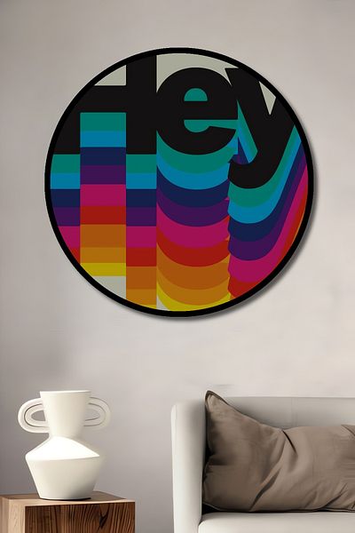 Teona Ahşap Colorat Hey Text Decorativ Lemn MDF Rotund Acasă, Locul de Muncă Pictură Perete