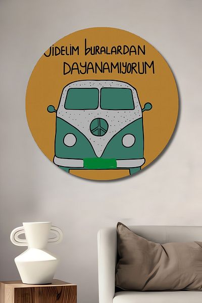 Teona Ahşap Nostalgic Vosvos Decorativ Lemn MDF Casă Rotundă, Pictură Perete Loc de Muncă