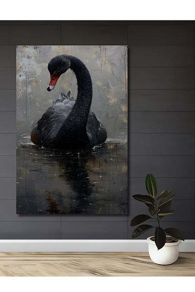 Teona Ahşap Black Swan Wood MDF Dreptunghi Decorativ Acasă, Locul de Muncă Pictură Perete