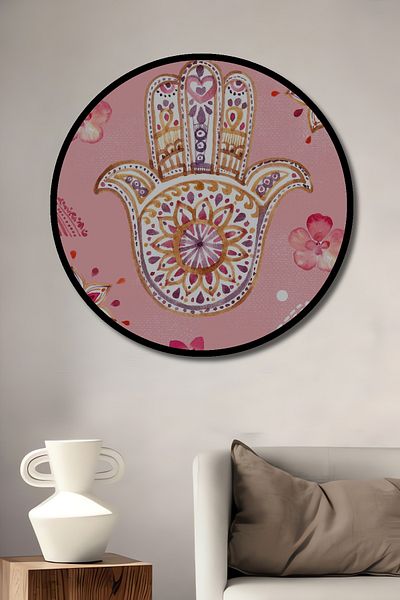Teona Ahşap Hamsa Floral Decorativ Lemn MDF Rotund Acasă, Locul de Muncă Pictură Perete