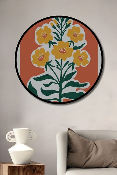 Teona Ahşap Floare Galbenă Lemn MDF Rotund Decorativ Acasă, Locul de Muncă Pictură Perete