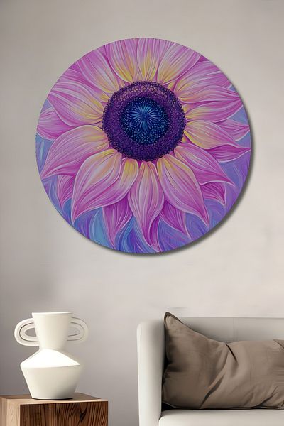 Teona Ahşap Mor Papatya Decorativ Lemn MDF Rotund Acasa, Locul de Muncă Pictură Perete