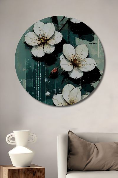 Teona Ahşap Flori albe Decorative Lemn MDF Rotund Acasă, Locul de Muncă Pictură Perete