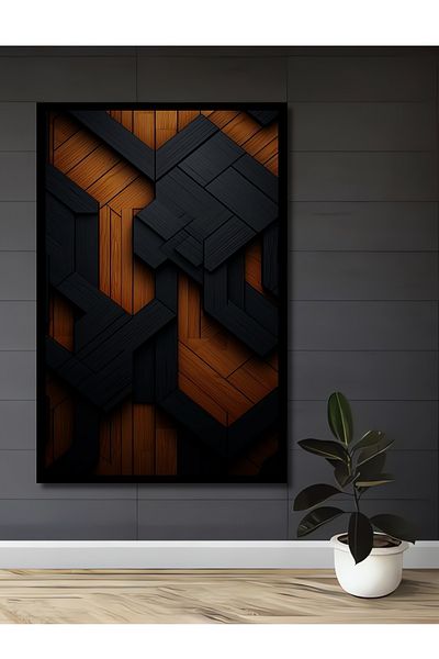 Teona Ahşap Modern Geometric Lemn MDF Dreptunghi Decorativ Acasă, Locul de Muncă Pictură Perete