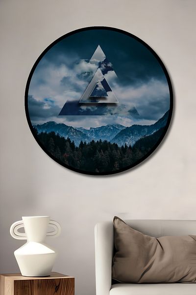 Teona Ahşap Munți Misterioși Geometric Lemn MDF Casă rotundă, Pictură murală la locul de muncă
