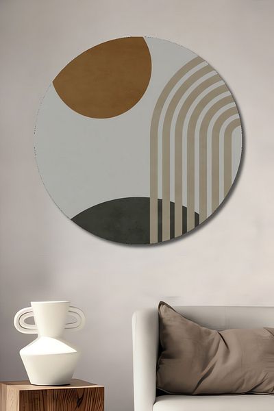 Teona Ahşap Retro Geometric Decorativ Lemn MDF Rotund Acasă, Locul de Muncă Pictură Perete