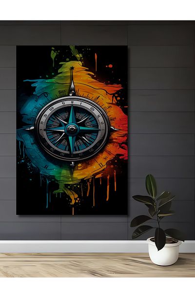 Teona Ahşap Busolă colorată decorativă din lemn MDF dreptunghiular pentru pictură murală acasă, la locul de muncă