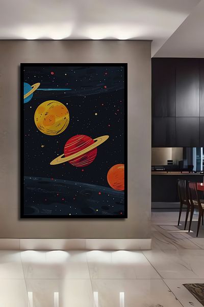 Teona Ahşap Planete Spațiu Lemn MDF Dreptunghi Decorativ Acasă, Locul de Muncă Pictură Perete