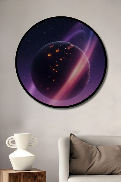 Teona Ahşap Inele galactice decorative din lemn MDF rotund pentru pictura de perete acasa, loc de munca