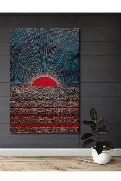 Teona Ahşap Red Sunset Lemn MDF Dreptunghi Decorativ Acasă, Locul de Muncă Pictură Perete
