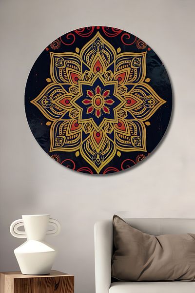 Teona Ahşap MDF din lemn decorativ cu model Mandala, pictură rotundă pentru locuință, loc de muncă