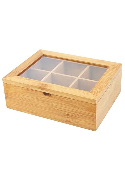 BLUE SİDE Bamboo 6-Eye Storage Container Vintage Style Pinterest Style Kitchen Bathroom Organizer Makeup Organizer
