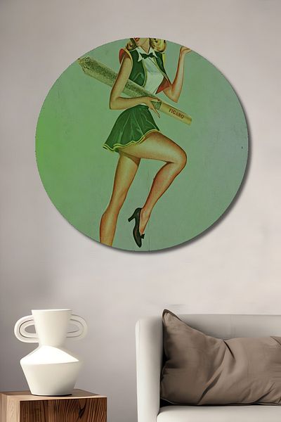 Teona Ahşap Retro Pin-Up Girl Lemn MDF Rotund Decorativ Acasă, Locul de Muncă Pictură Murală