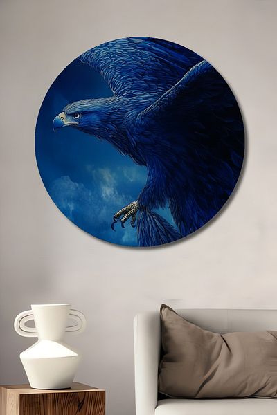 Teona Ahşap Blue Eagle Flight Decorativ Lemn MDF Rotund Acasă, Locul de Muncă Pictură Perete
