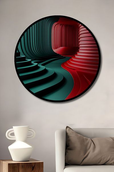 Teona Ahşap Colorat Geometric Lemn MDF Rotund Decorativ Acasă, Locul de Muncă Pictură Perete