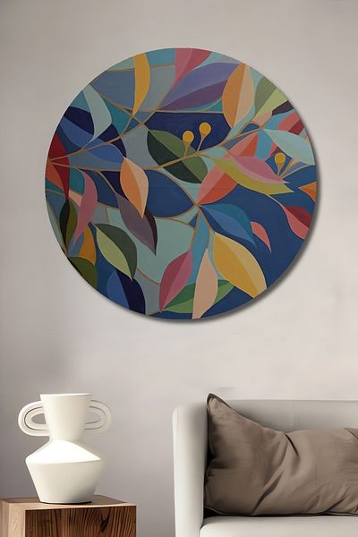 Teona Ahşap Frunze Colorate Lemn MDF Rotund Decorativ Acasă, Locul de Muncă Pictură Perete