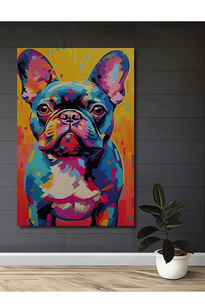 Teona Ahşap Bulldog colorat decorativ din lemn MDF dreptunghiular pentru pictura de perete acasa, la locul de munca
