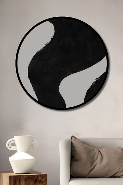 Teona Ahşap Acasă rotundă din lemn MDF decorativ ondulat abstract, pictură murală la locul de muncă