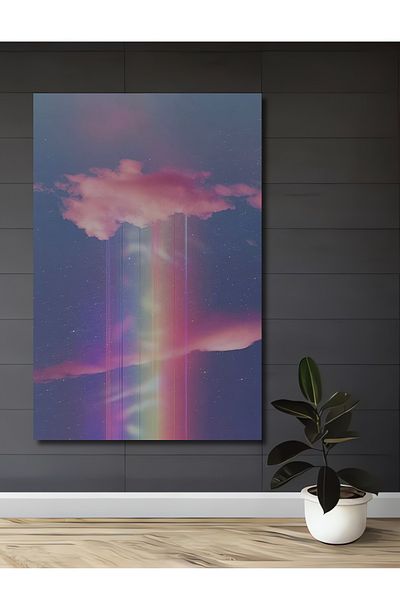 Teona Ahşap Decorativ Curcubeu Celestial Lemn MDF Dreptunghi Acasă, Locul de Muncă Pictură Perete