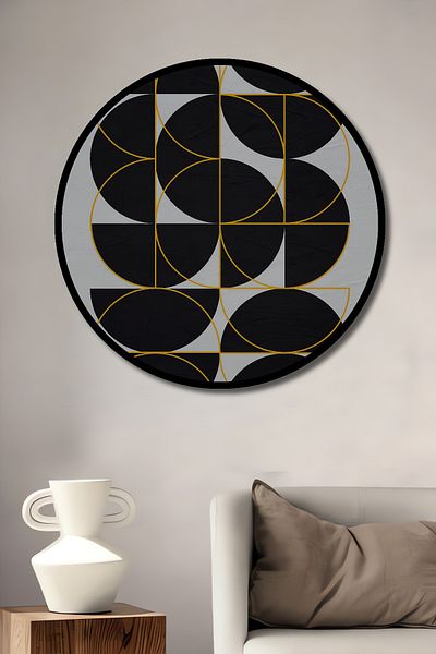 Teona Ahşap Geometric Abstract Lemn MDF Rotund Decorativ Acasă, Locul de Muncă Pictură Perete