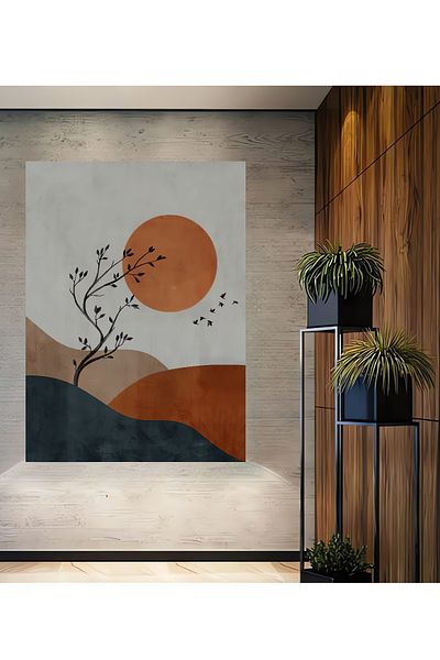 Teona Ahşap Sunset Birds Lemn MDF Dreptunghi Decorativ Acasă, Locul de Muncă Pictură Perete