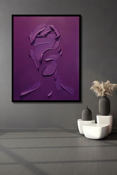 Teona Ahşap Pictură de perete dreptunghiulară din lemn MDF cu textura violetă pentru casă, loc de muncă