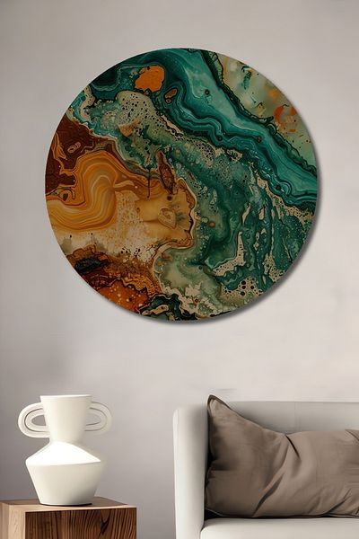 Teona Ahşap Acasă decorativă rotundă din lemn MDF abstract, pictură murală la locul de muncă