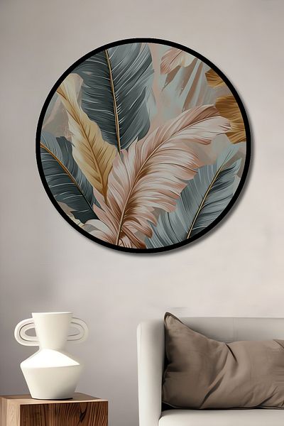 Teona Ahşap Frunze Tropicale Decorative Lemn MDF Rotund Casa, Locul de Muncă Pictură Perete