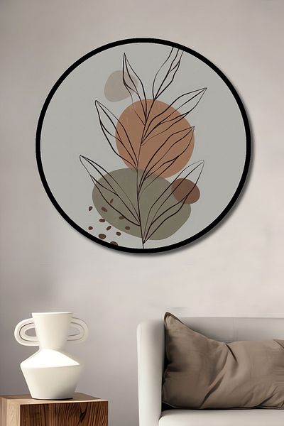 Teona Ahşap Desen din plante decorative din lemn MDF rotund pentru casa, locul de munca pictura pe perete